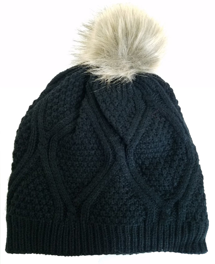 Winter Cable Knit Skullies w/ Pom Pom (HAT05AST)