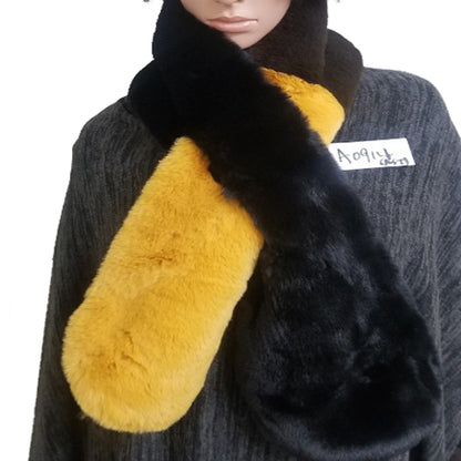 COLOR BLOCK FUR SCARF (A914)
