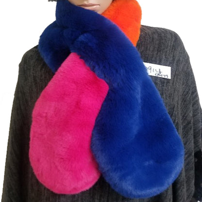 COLOR BLOCK FUR SCARF (A914)