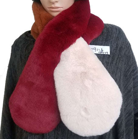 COLOR BLOCK FUR SCARF (A914)