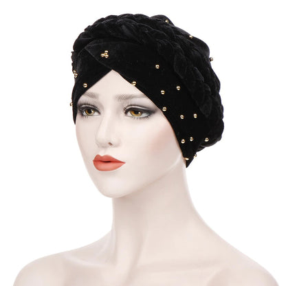 VELVET BUN CAP (w braided string)(A946)
