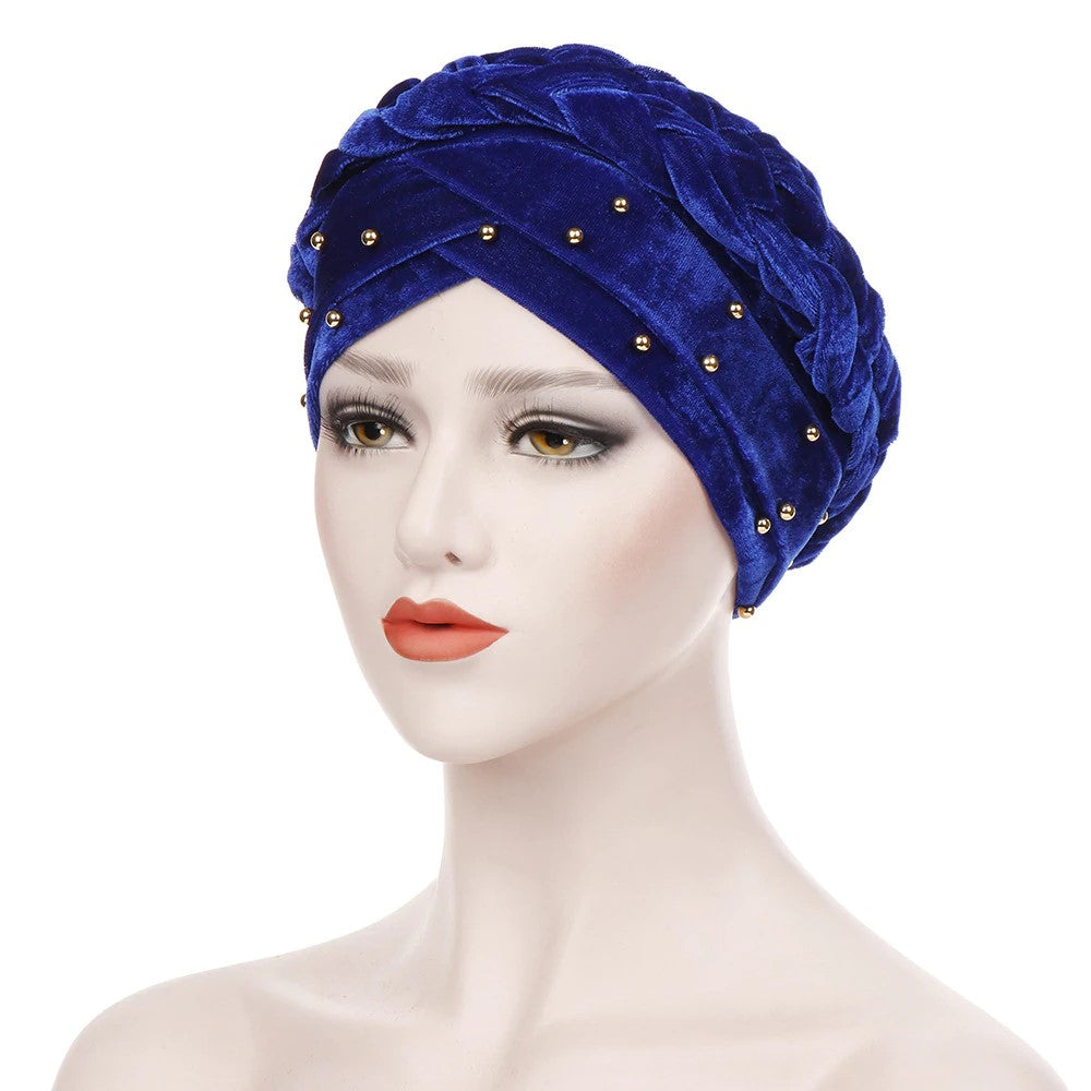 VELVET BUN CAP (w braided string)(A946)