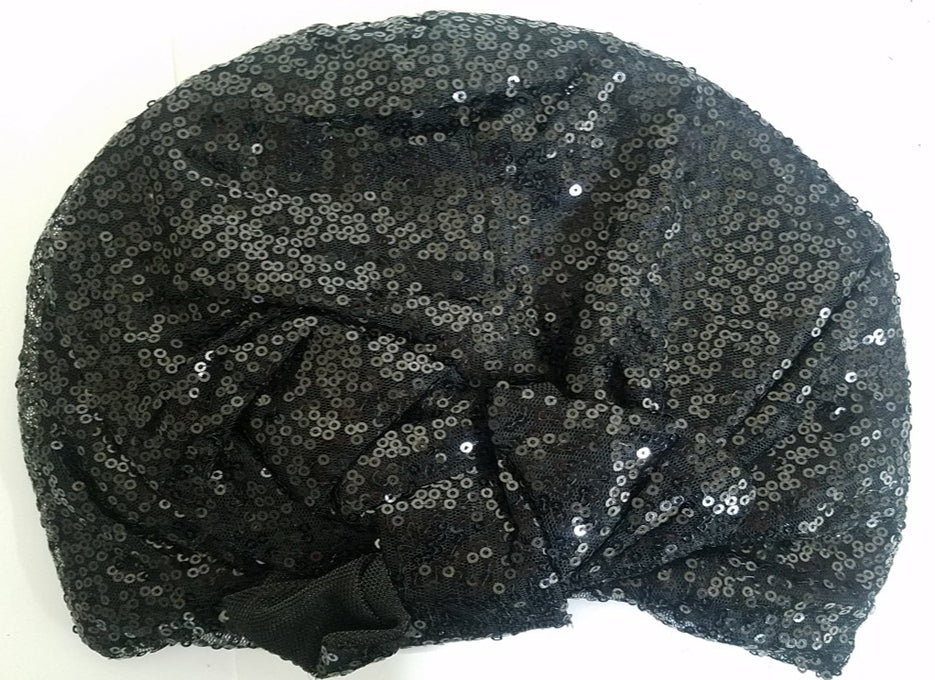 SEQUIN BUN CAP (w ribbon) (A951)