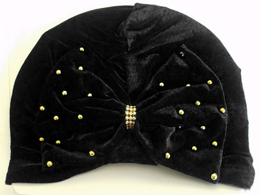 BEADED BUN CAP (w ribbon) (A952)