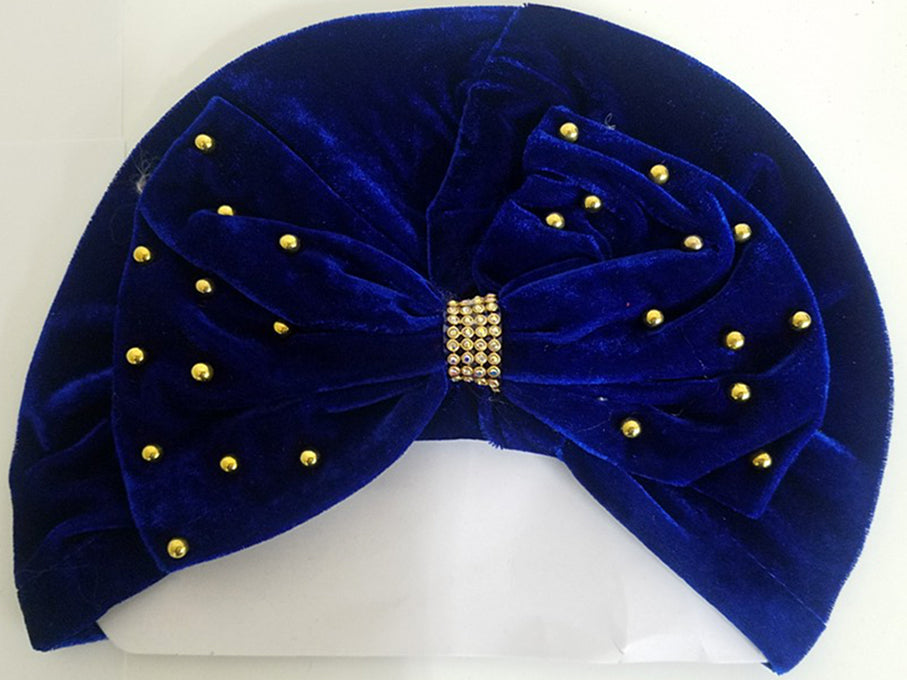 BEADED BUN CAP (w ribbon) (A952)