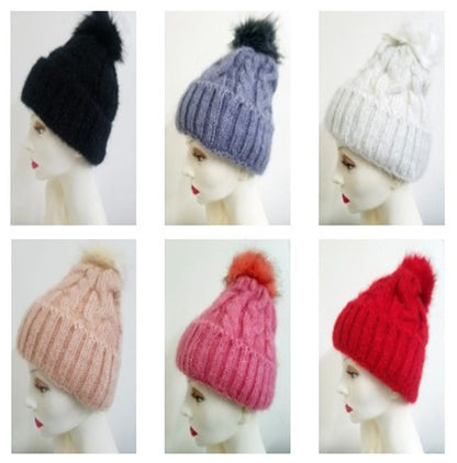 Glitter Skullies w/ Pom Pom (HAT01AST)