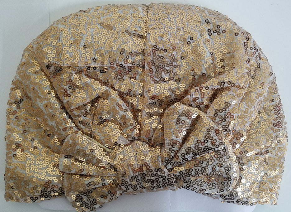 SEQUIN BUN CAP (w ribbon) (A951)