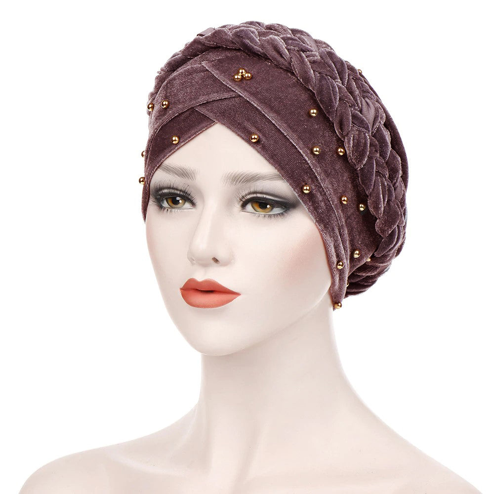 VELVET BUN CAP (w braided string)(A946)