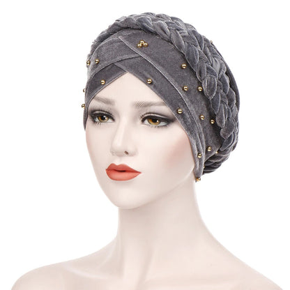 VELVET BUN CAP (w braided string)(A946)