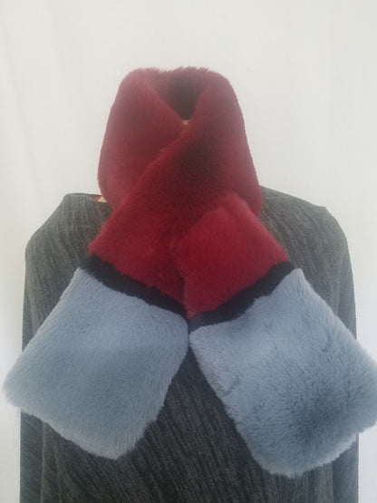 COLOR BLOCK FUR SCARF (A903)