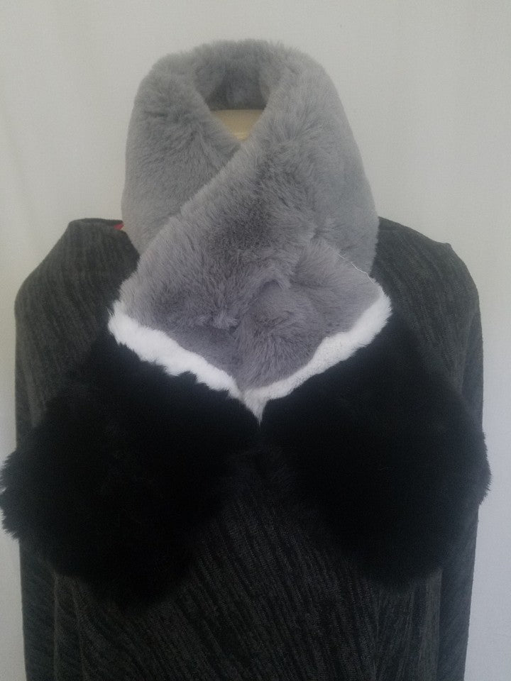 COLOR BLOCK FUR SCARF (A903)
