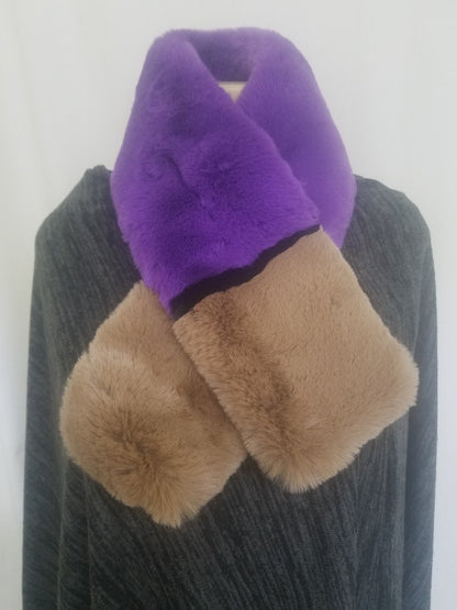 COLOR BLOCK FUR SCARF (A903)
