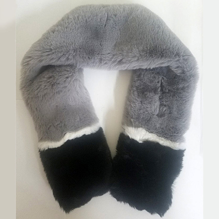 COLOR BLOCK FUR SCARF (A903)