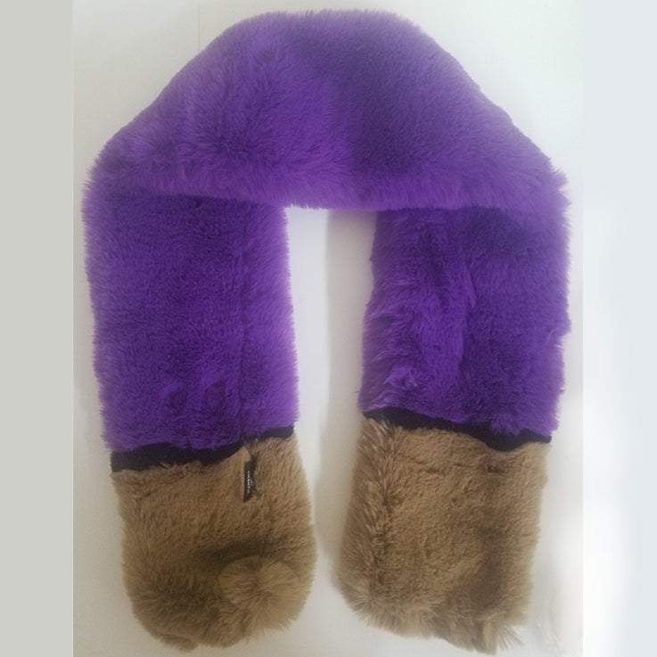 COLOR BLOCK FUR SCARF (A903)