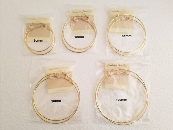 Stainless Steel Hoop Earrings (9048-60, 70, 80, 90, 100)
