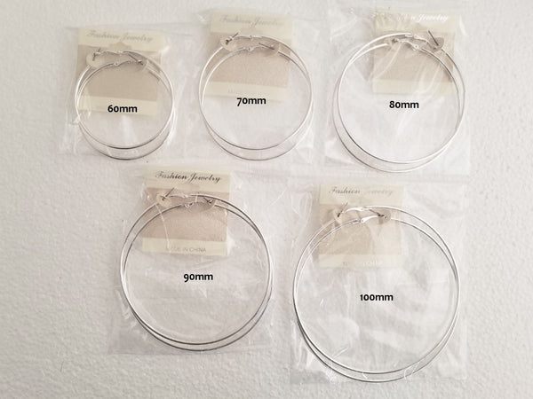 Stainless Steel Hoop Earrings (9048-60, 70, 80, 90, 100)