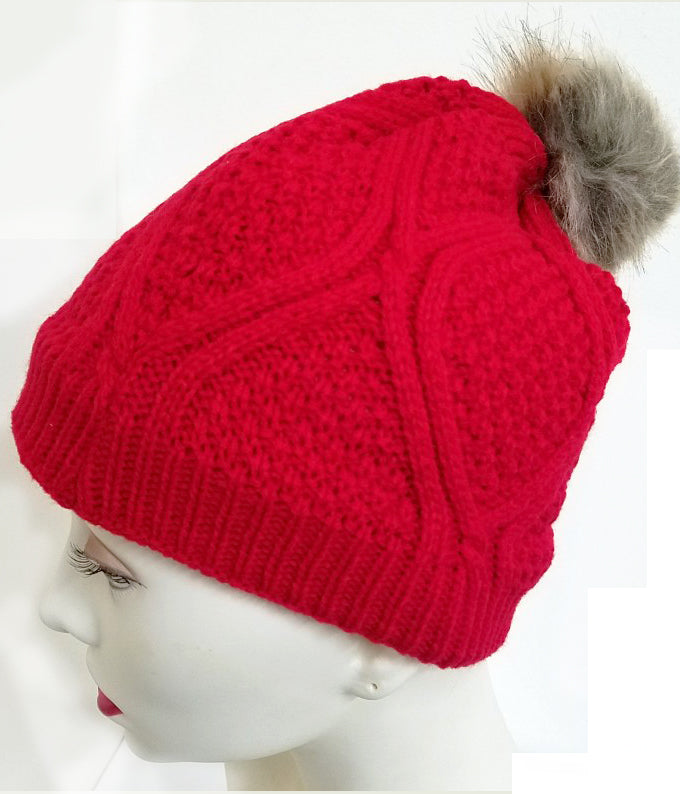 Winter Cable Knit Skullies w/ Pom Pom (HAT05AST)