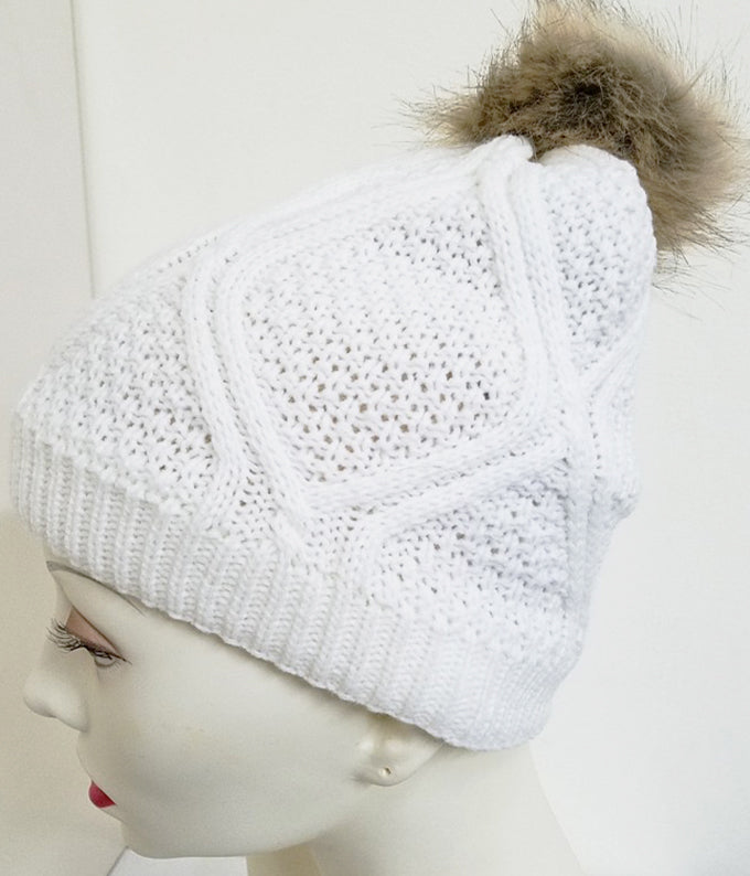 Winter Cable Knit Skullies w/ Pom Pom (HAT05AST)
