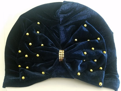 BEADED BUN CAP (w ribbon) (A952)