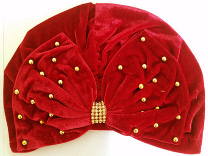 BEADED BUN CAP (w ribbon) (A952)