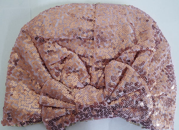 SEQUIN BUN CAP (w ribbon) (A951)