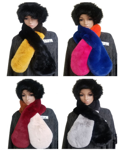 COLOR BLOCK FUR SCARF (A914)