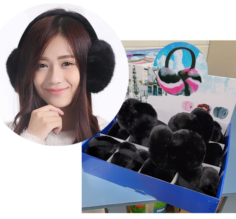 Foldable Faux Fur Earmuffs Black Only (WIN300 BL)
