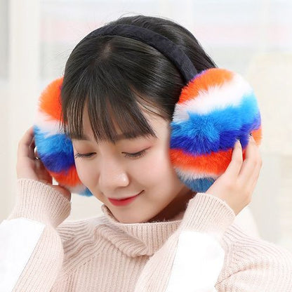 Foldable Faux Fur Earmuffs Rainbow (WIN200)