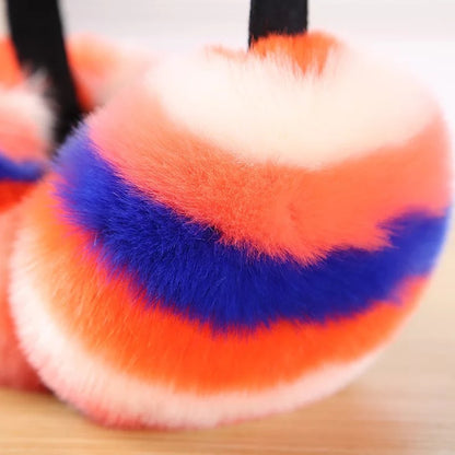 Foldable Faux Fur Earmuffs Rainbow (WIN200)