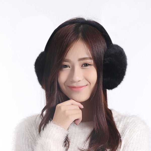 Foldable Faux Fur Earmuffs Black Only (WIN300 BL)