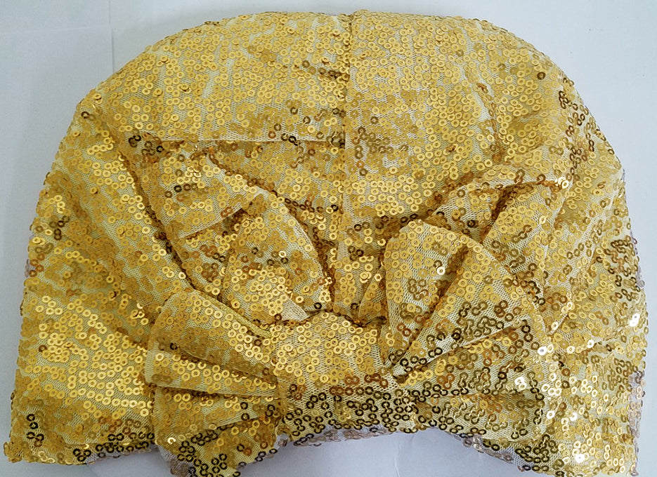 SEQUIN BUN CAP (w ribbon) (A951)