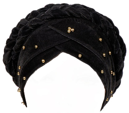 VELVET BUN CAP (w braided string)(A946)