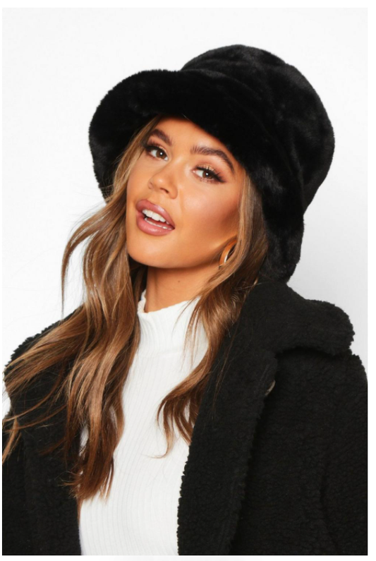 Faux Fur Bucket Hat and Scarf Set (A915)